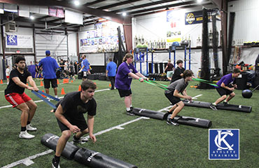 Offensive Line Football Training focuses on the techniques needed to play offensive line including center, guard and tackle. We work every class on an athlete's stance and teach a Zone Blocking Concept so we work on Power Steps, then keeping a base as we block down offensive line boards. We work on striking then progress to pass blocking techniques.  This class is highly recommended for any youth player looking to be successful playing offensive line.