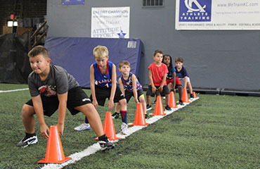 Speed and Agility Age Group 1.0 Classes sports performance training for boys and girls to help prepare them for any sports at the WeTrainKC Kansas City Athlete Training Facility in Kansas City Missouri